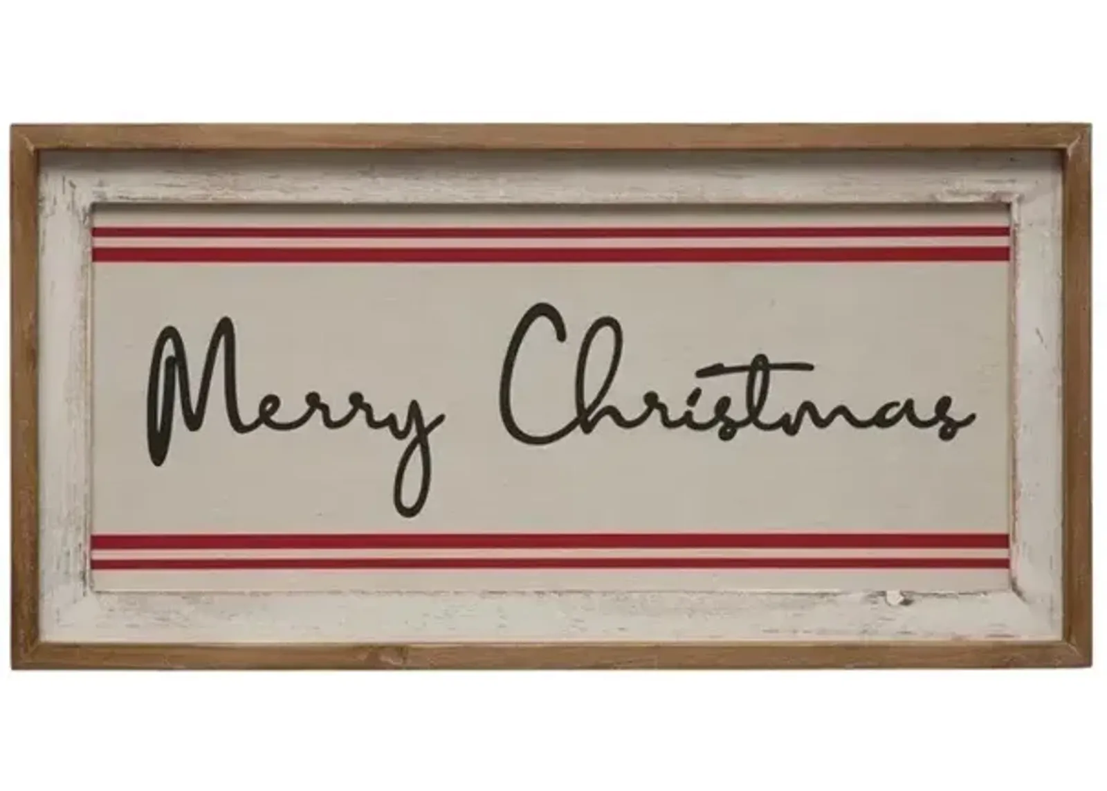 Framed Canvas Wall Dcor "Merry Christmas", White, Red and Black