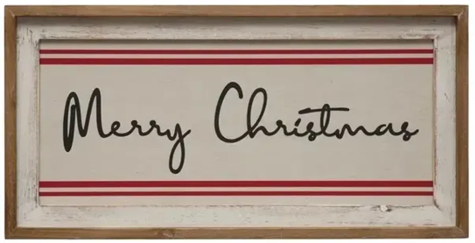 Framed Canvas Wall Dcor "Merry Christmas", White, Red and Black