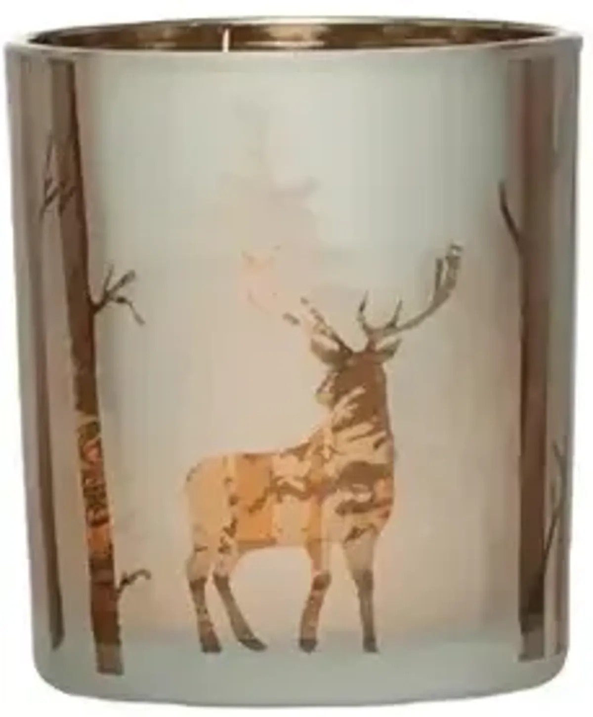 Mercury Glass Candle Holder with Laser Etched Scene