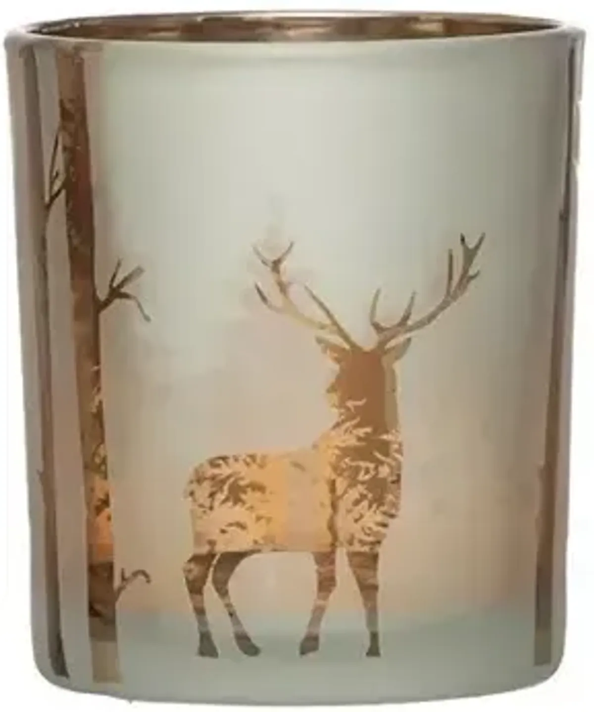 Mercury Glass Candle Holder with Laser Etched Scene