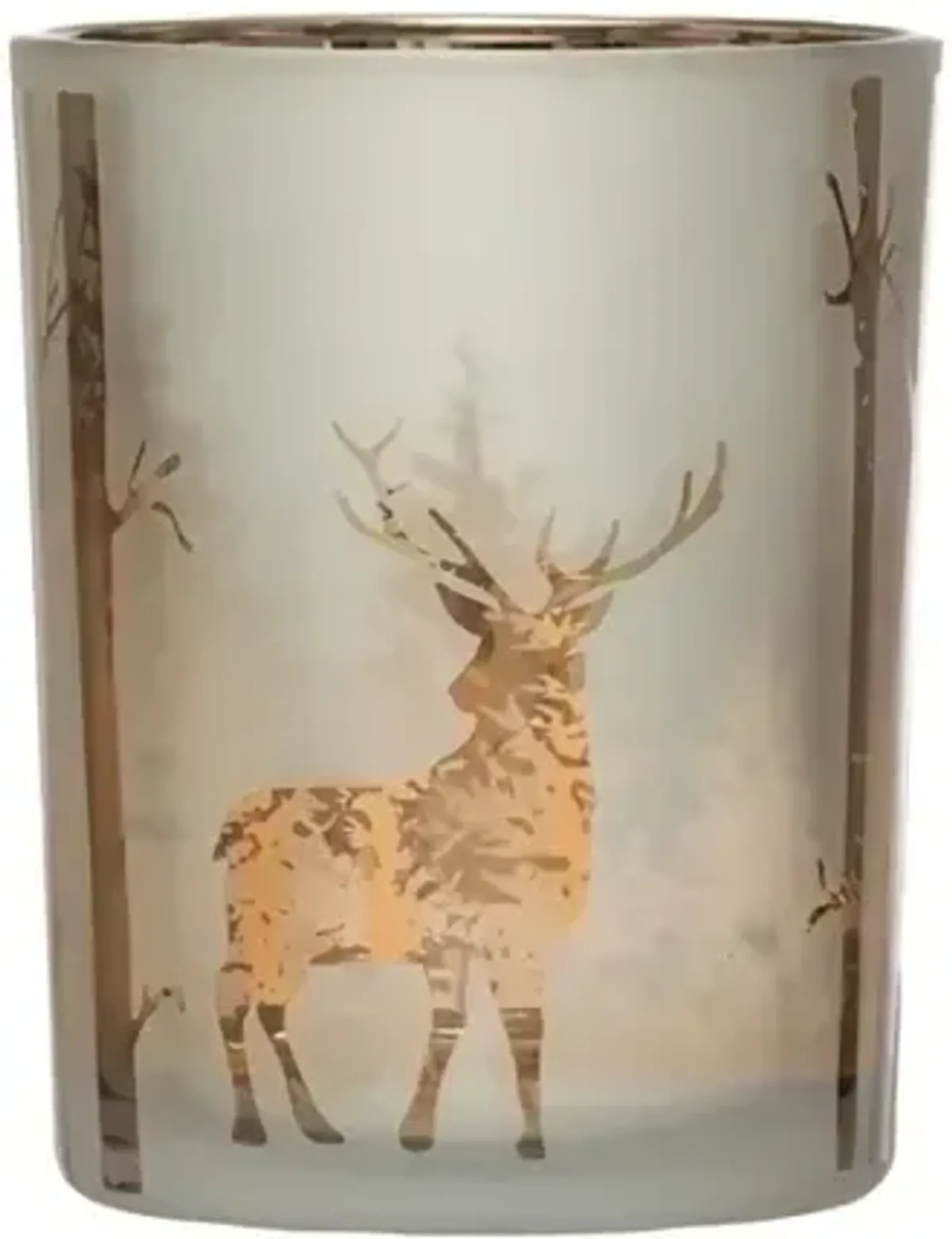 Mercury Glass Candle Holder with Laser Etched Scene