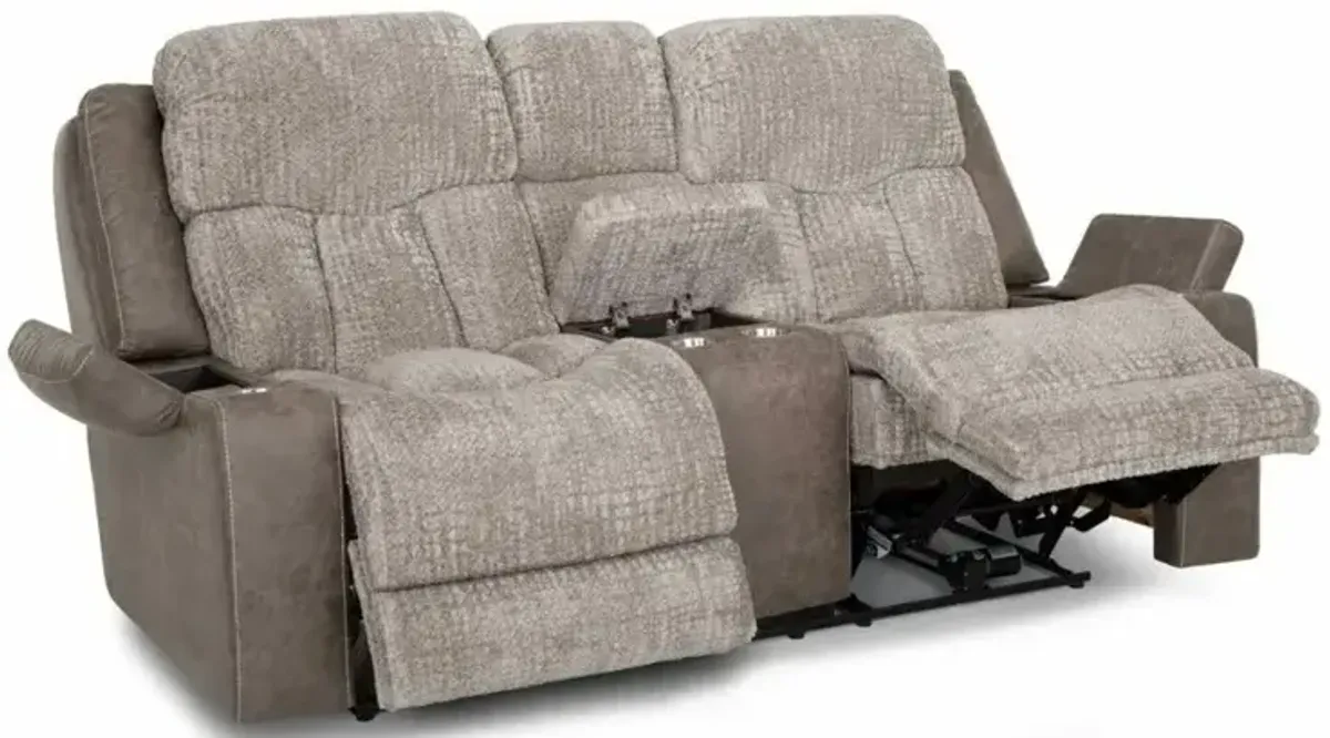 Denali Power Reclining Console Loveseat w/ Power Headrest - Boswell Dove