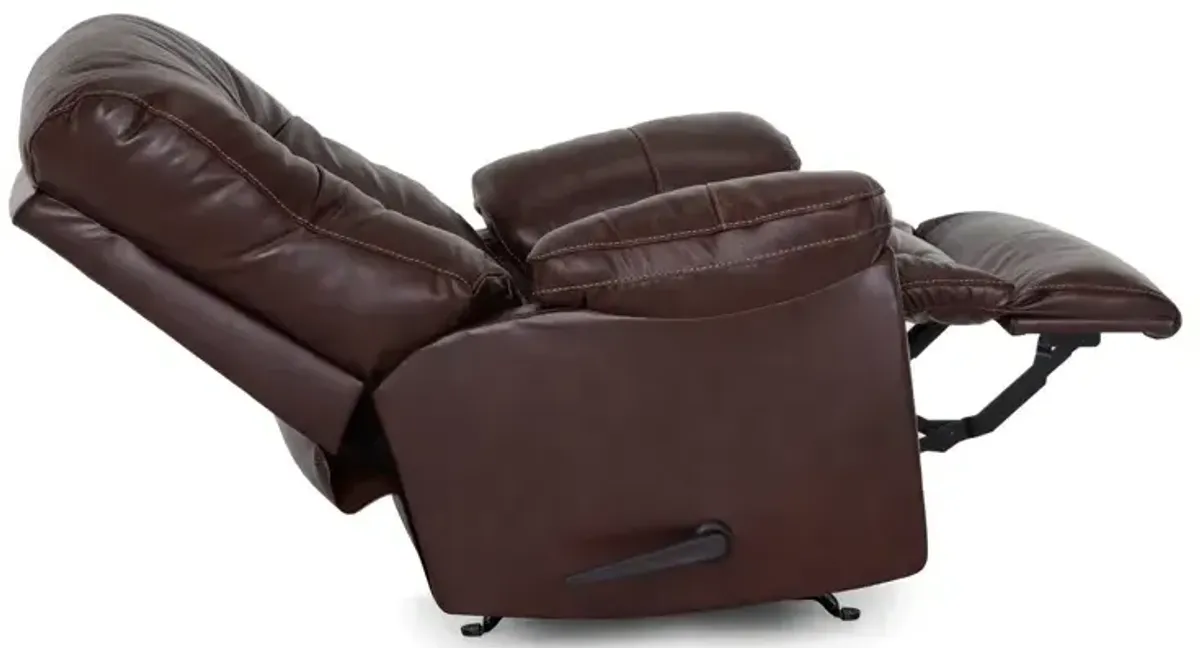 Connery Leather Rocker Recliner - Blaze Bourbon