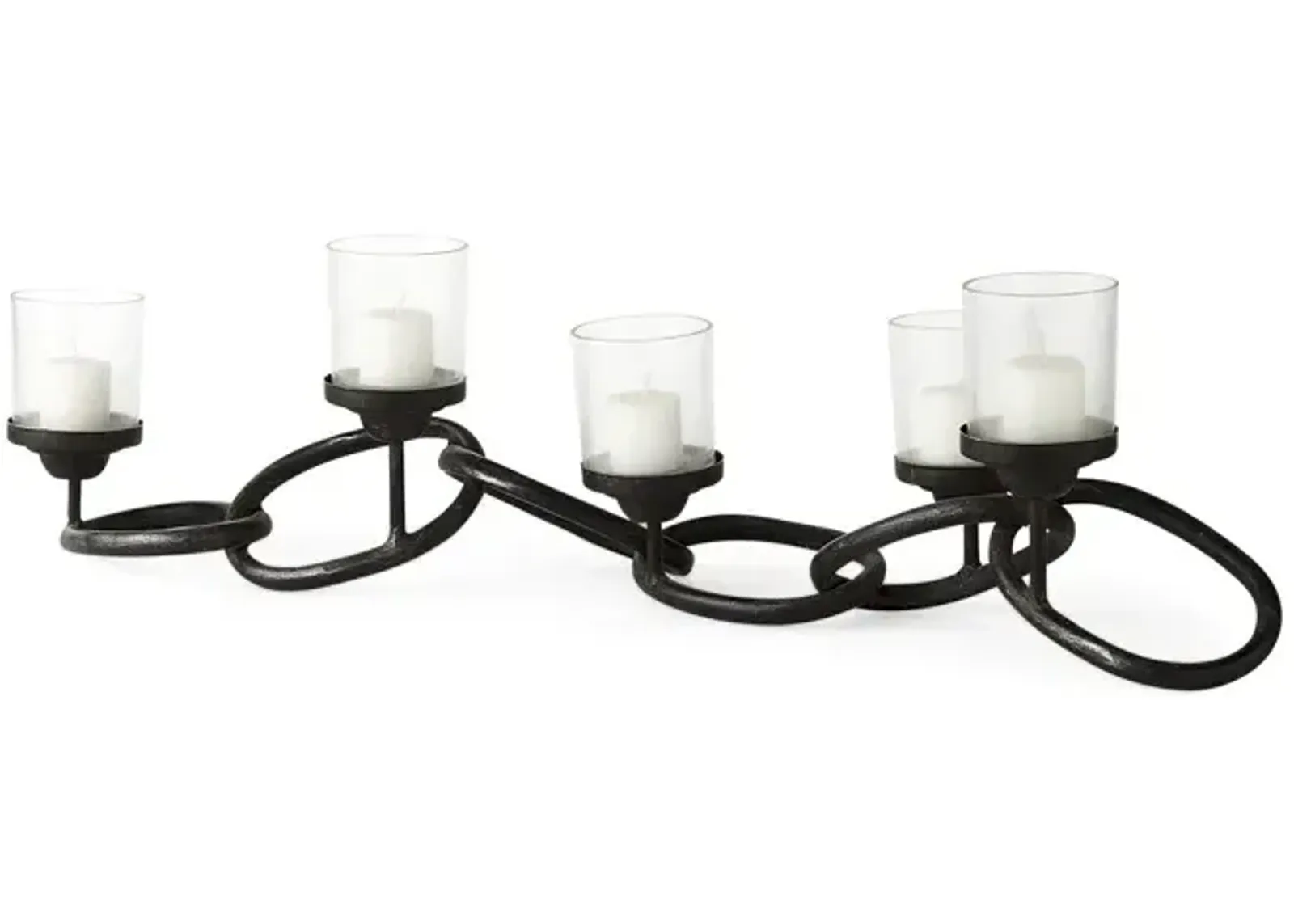 Quito Black Metal Chain-Link Five Candle Table Candle Holder