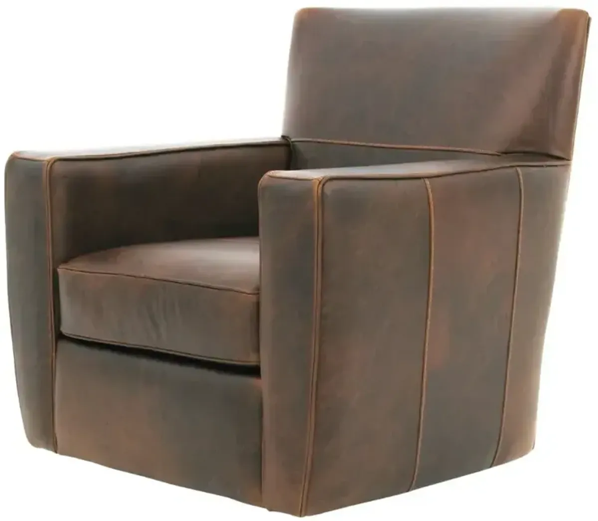 Leather Swivel Chair - York Chestnut