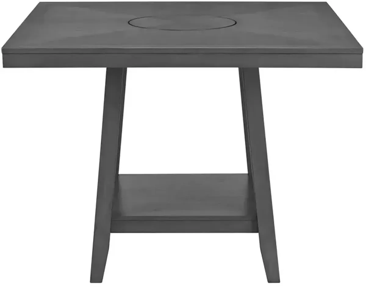 Seneca Square Counter Table with Lazy Susan - Grey