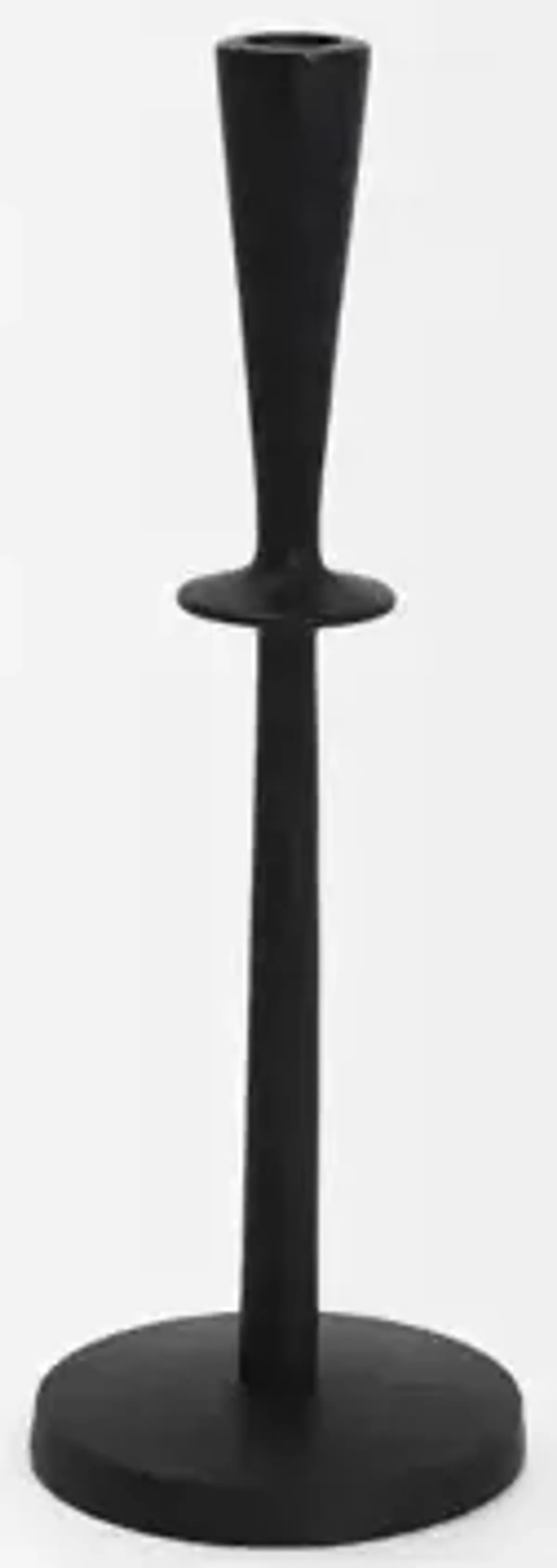 Qwin Matte Black Cast Aluminum Medium Candle Holder