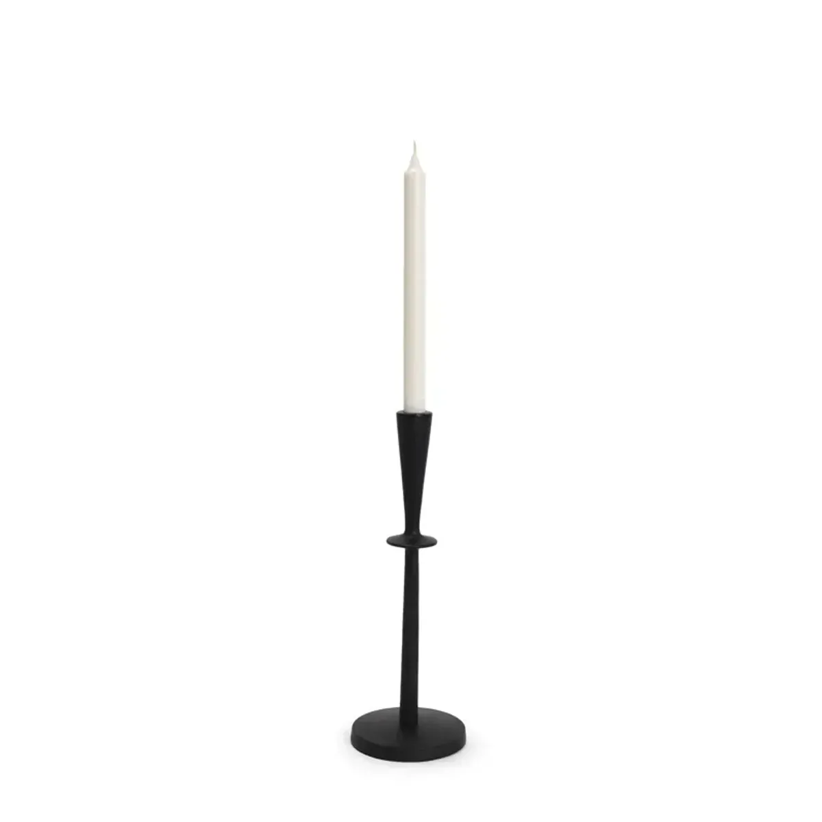 Qwin Matte Black Cast Aluminum Medium Candle Holder