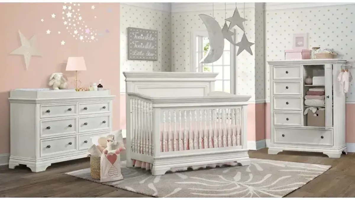 Olivia Flat Top Crib - Brushed White