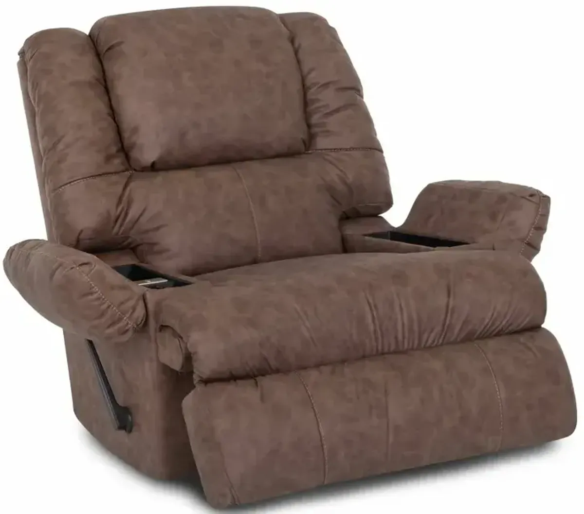 Clayton Rocker Recliner w/ Storage Arms, Cupholder, and Massage - Easter Mocha