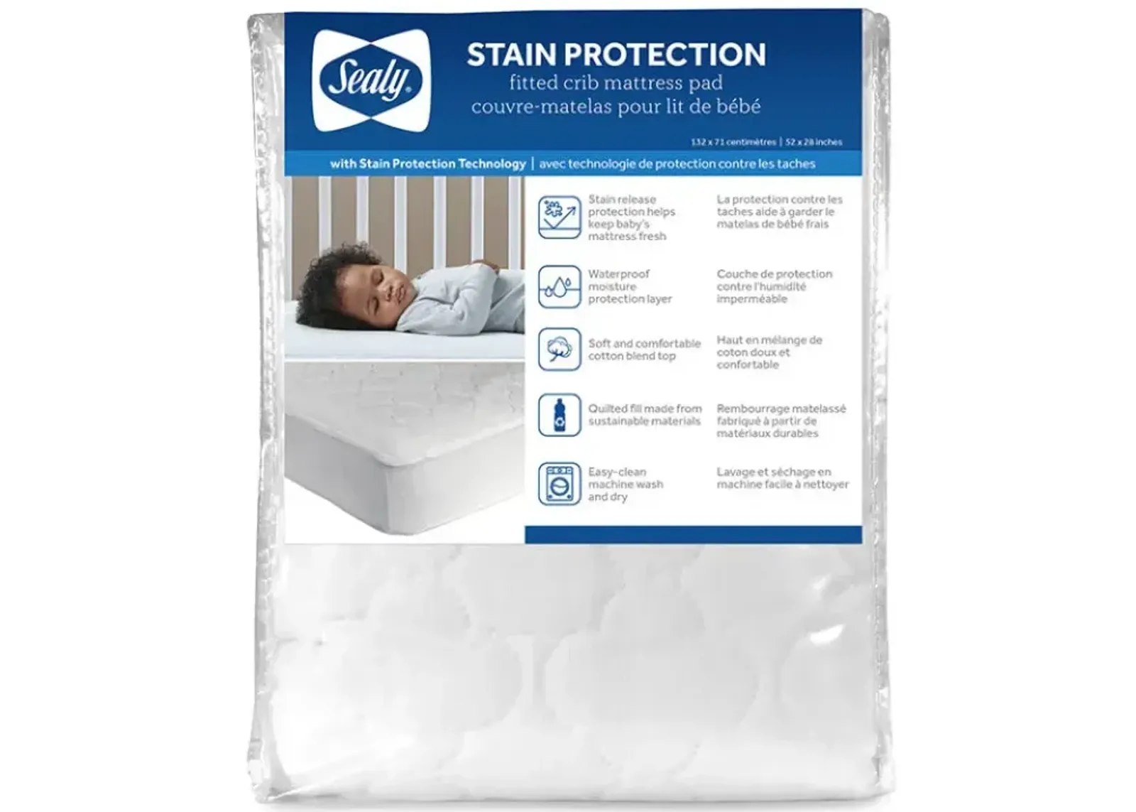 Stain Protection Fitted Crib Mattress Pad