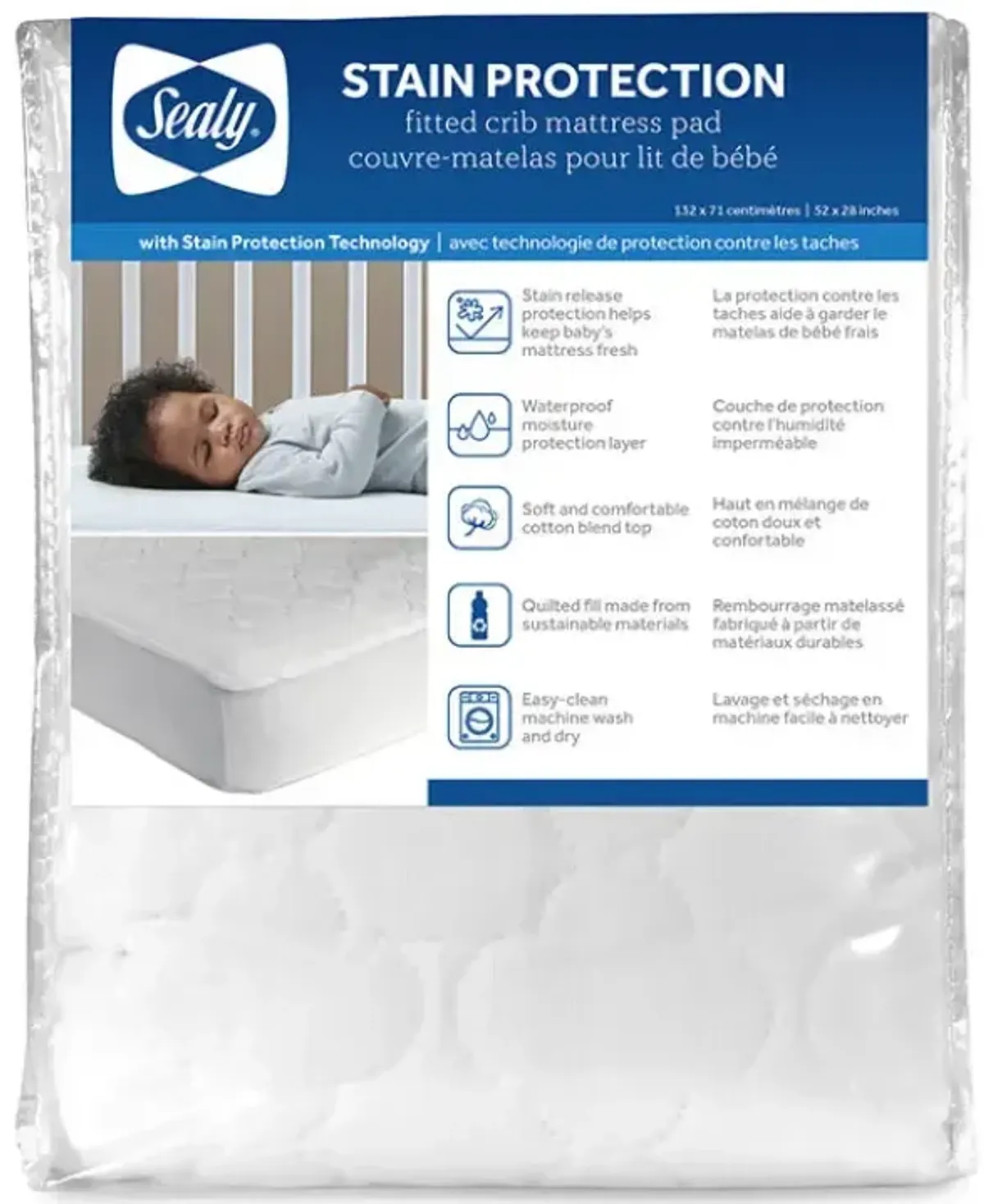 Stain Protection Fitted Crib Mattress Pad