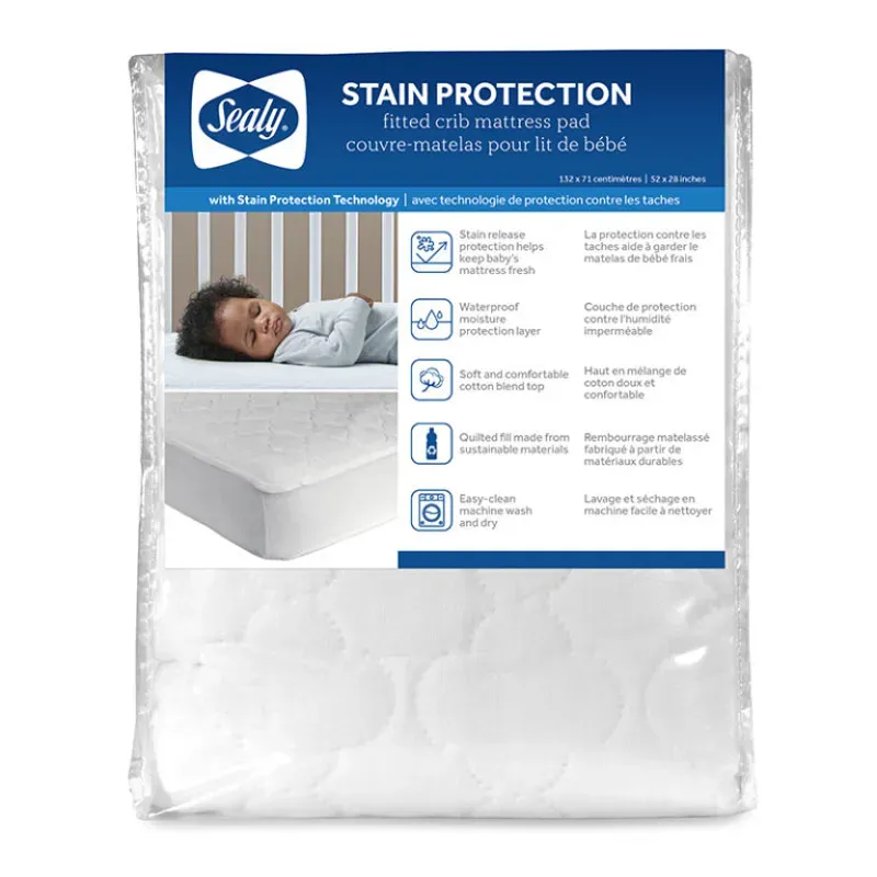 Stain Protection Fitted Crib Mattress Pad