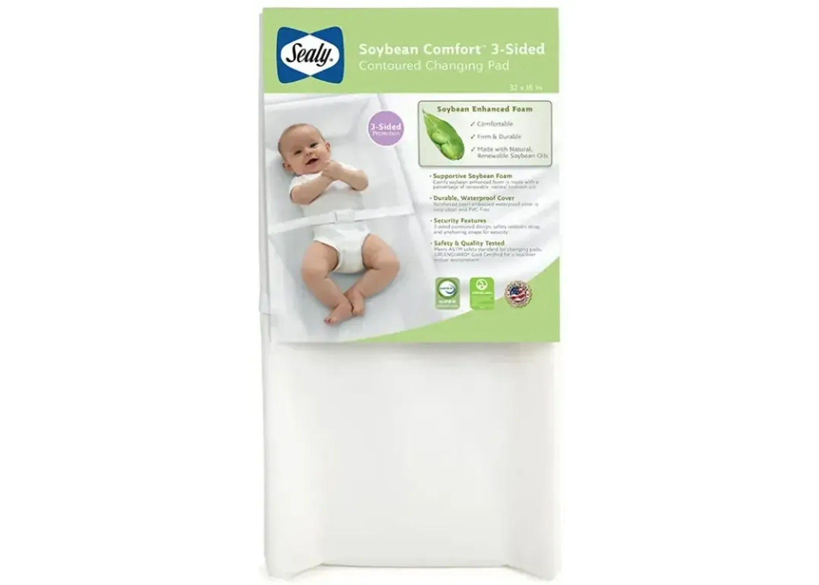 Soybean Comfort 3-Sided Contour Diaper Changing Pad