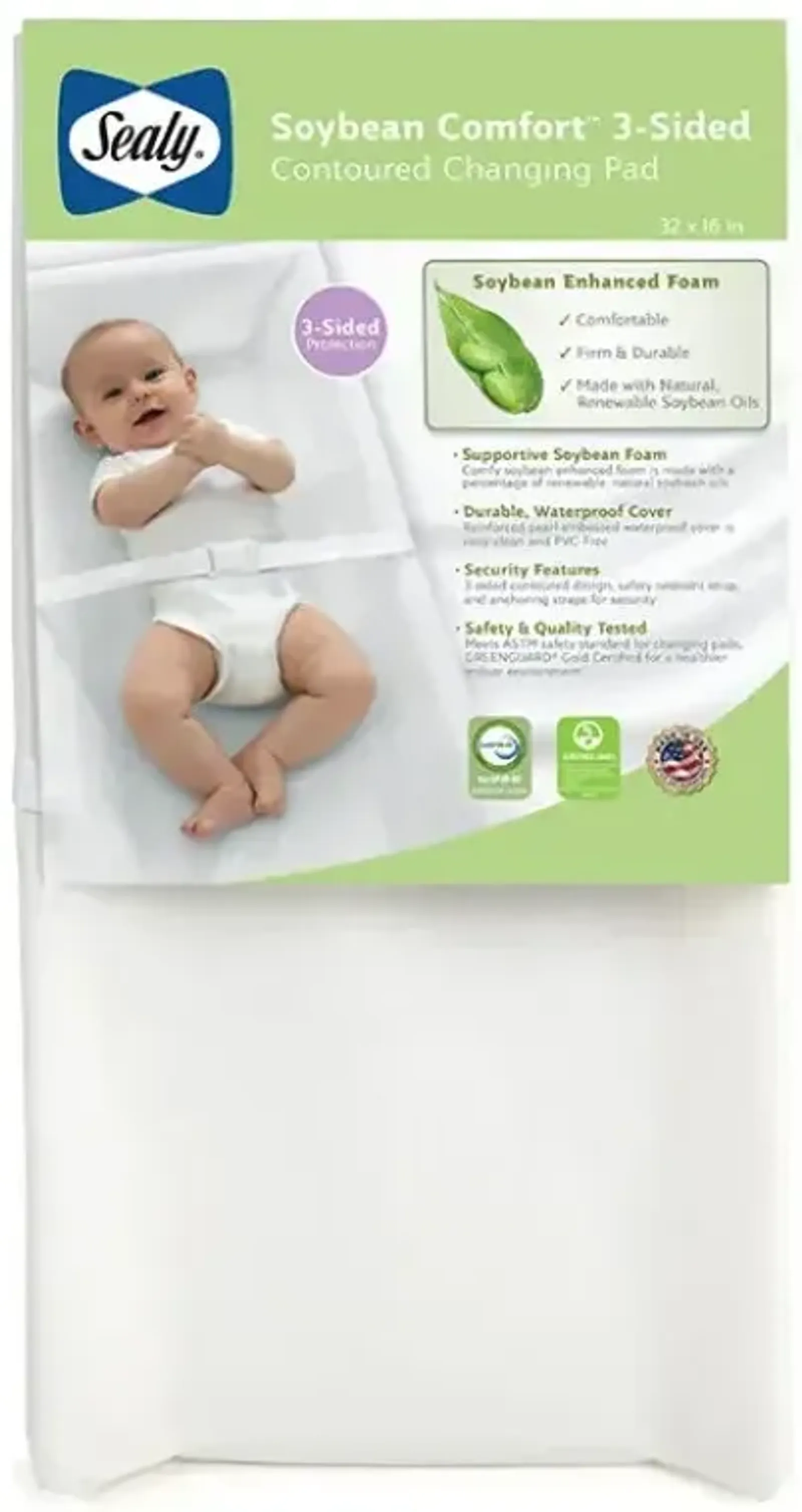 Soybean Comfort 3-Sided Contour Diaper Changing Pad