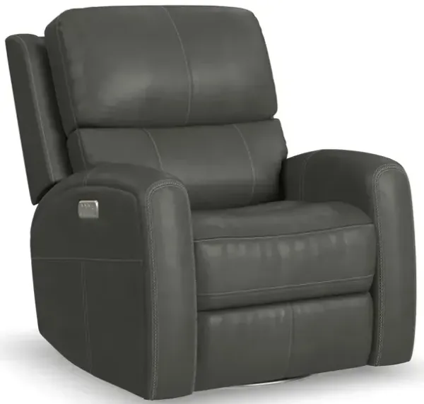 Linden Power Swivel Gliding Recliner with Power Headrest, Lumbar, Heat & Massage