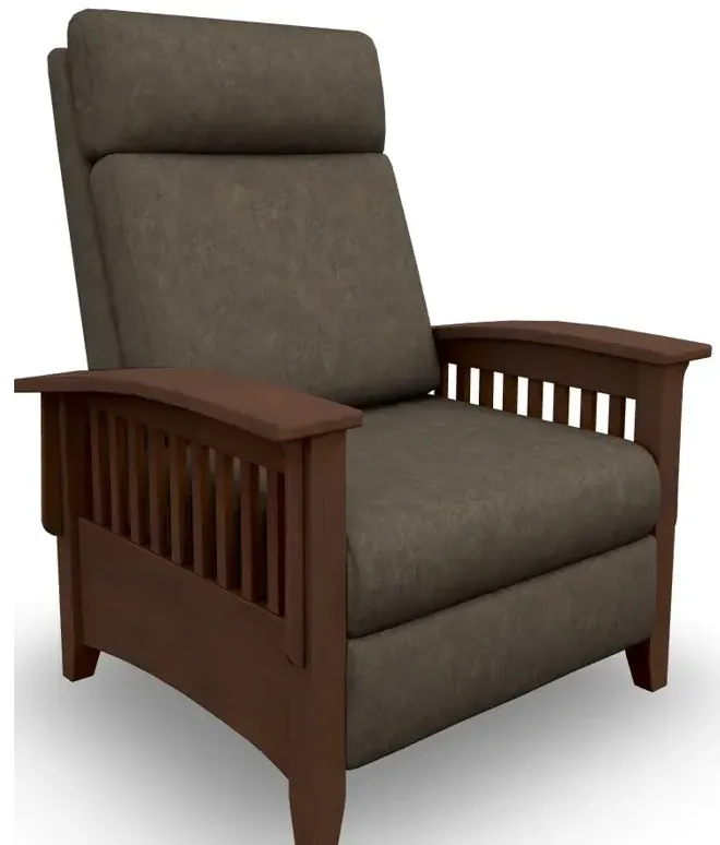 Tuscan Fabric High Leg Recliner - Distressed Pecan