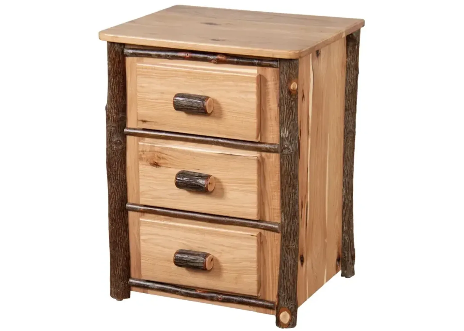 Hickory 3 Drawer Nightstand