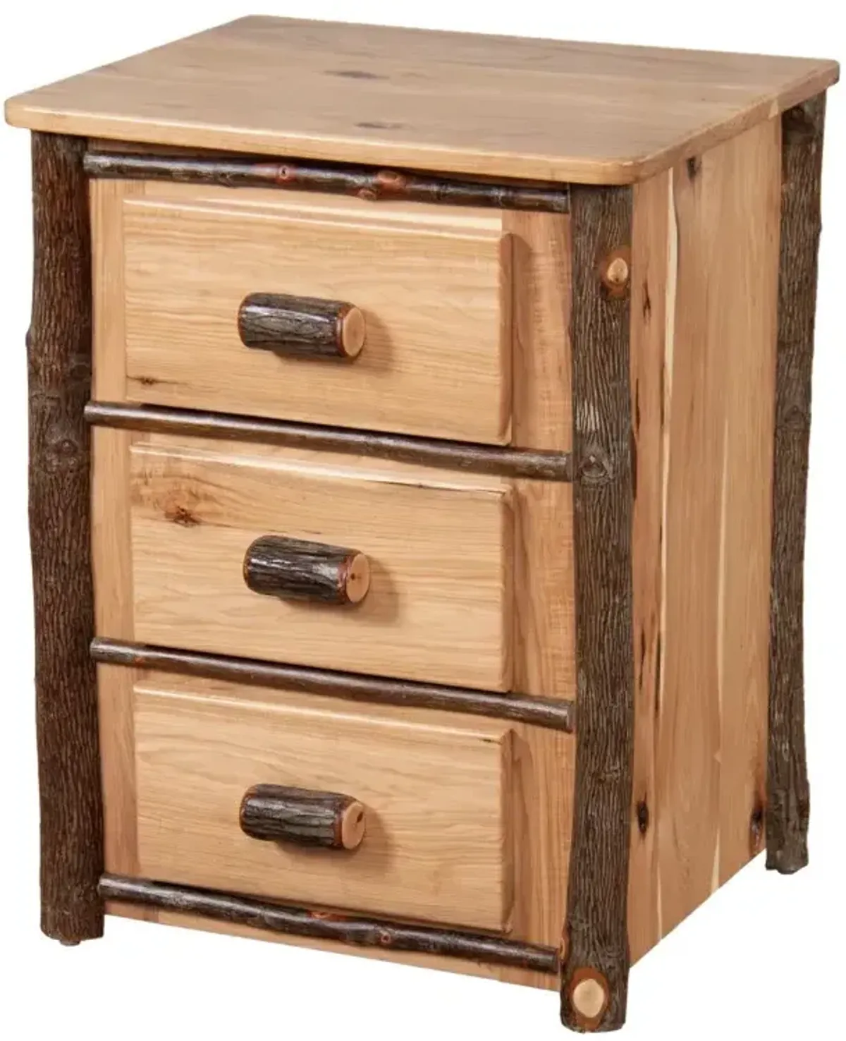 Hickory 3 Drawer Nightstand