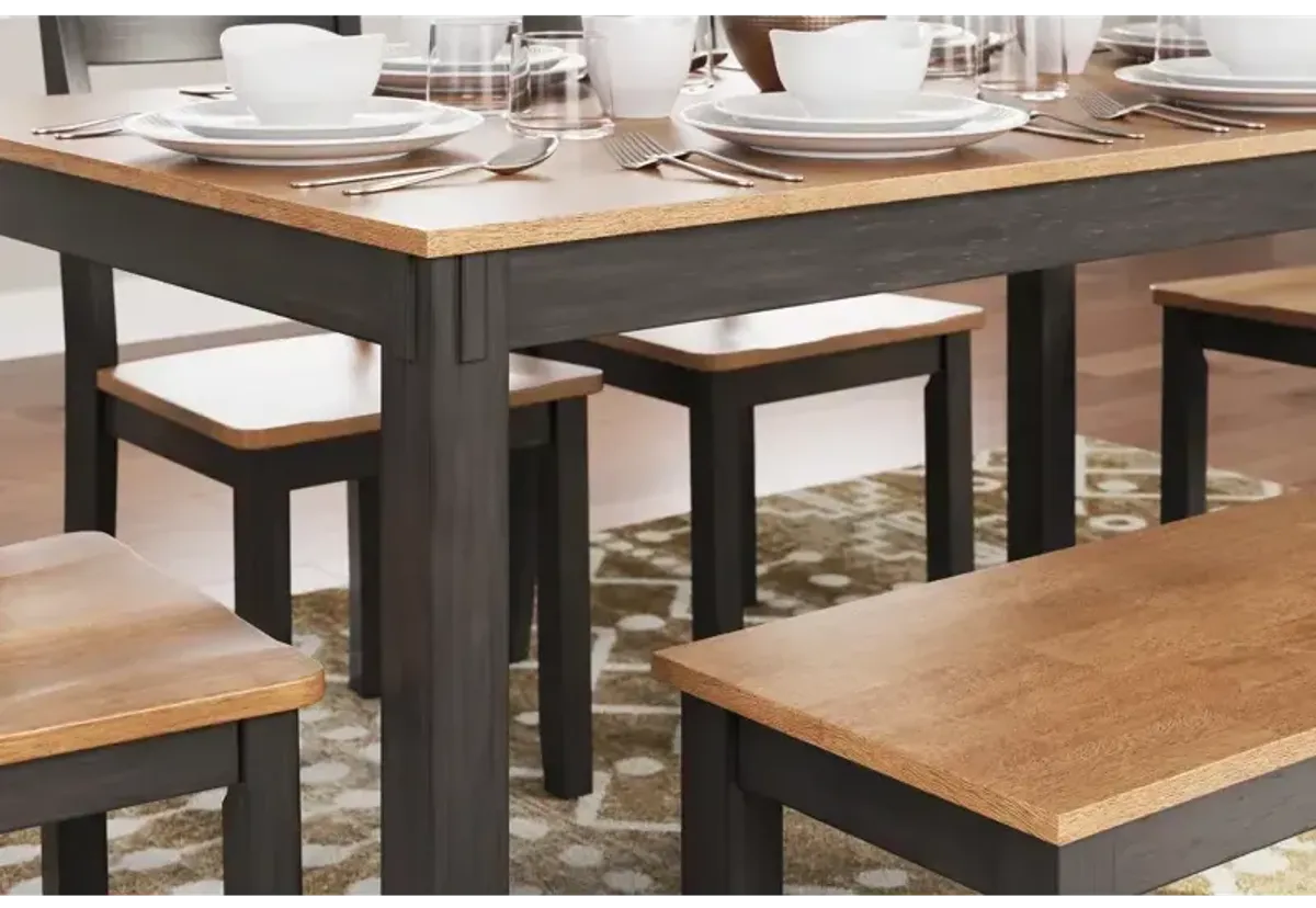 Gesthaven Dining Table with 4 Chairs and Bench (Set of 6) Natural/Brown