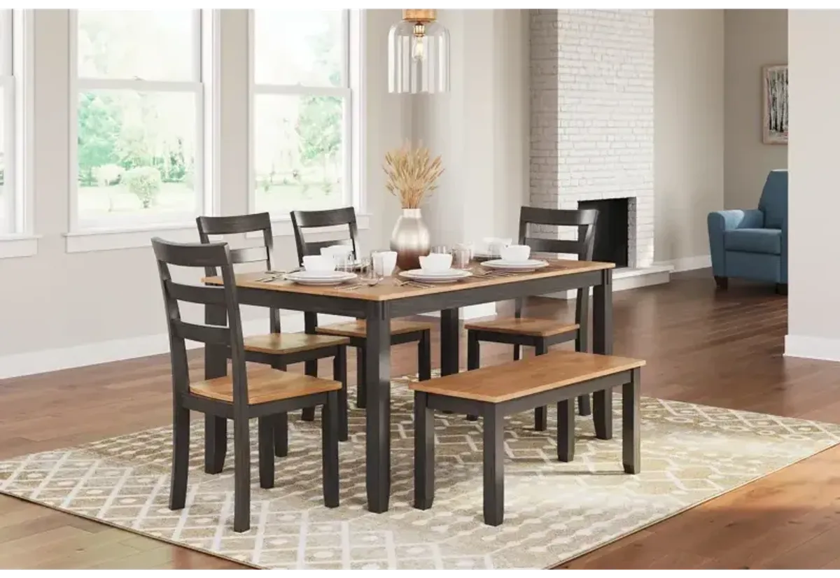 Gesthaven Dining Table with 4 Chairs and Bench (Set of 6) Natural/Brown