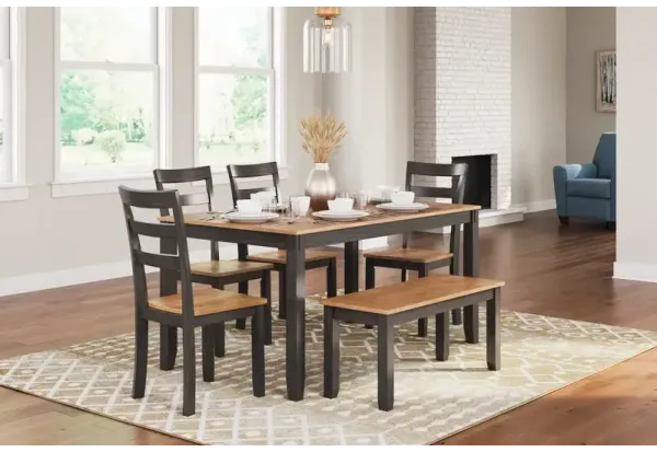 Gesthaven Dining Table with 4 Chairs and Bench (Set of 6) Natural/Brown