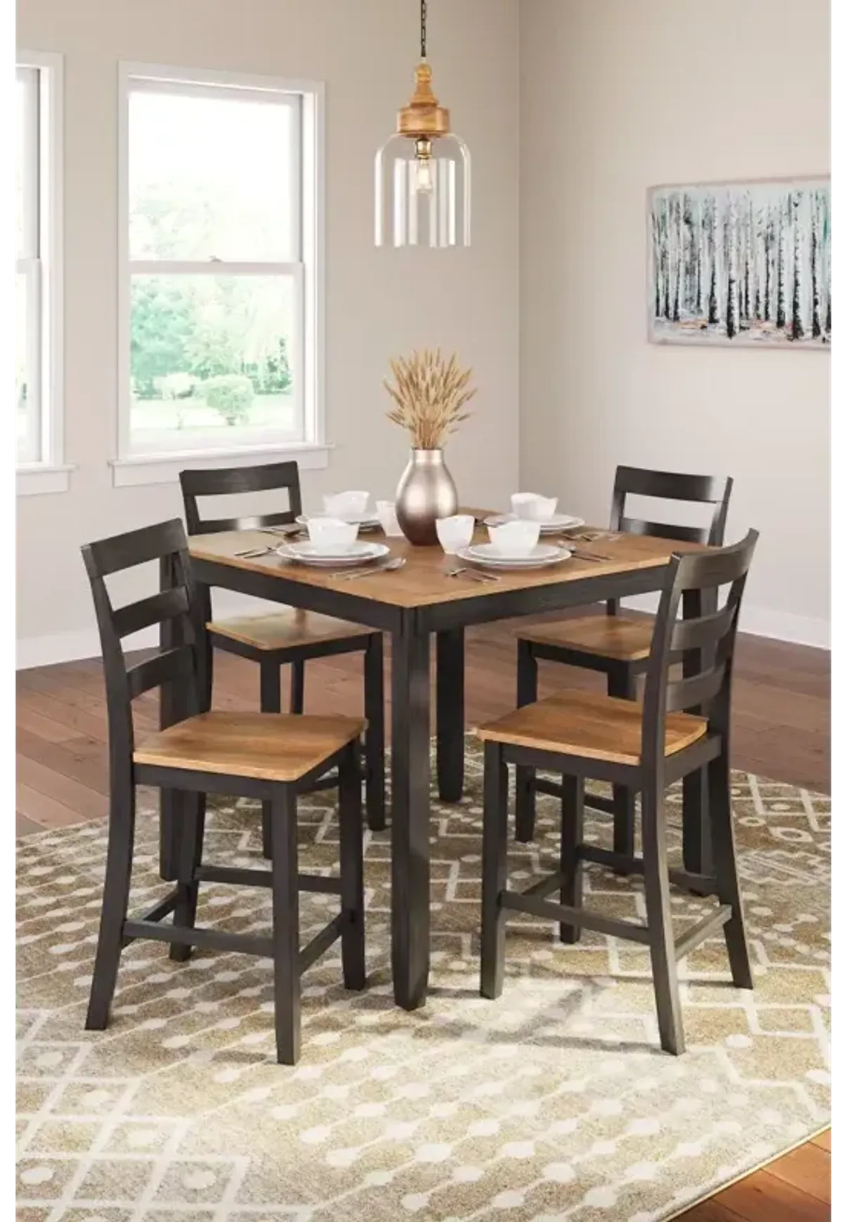 Gesthaven Counter Height Dining Table and 4 Barstools (Set of 5) - Natural/Brown