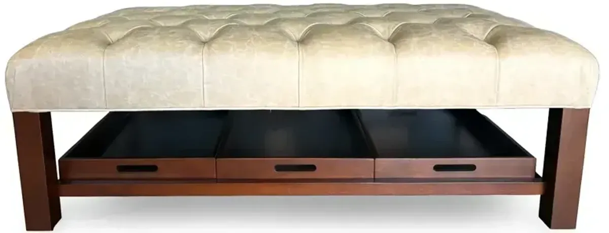 Bozeman 07 Faux Leather Tufted Tray Ottoman