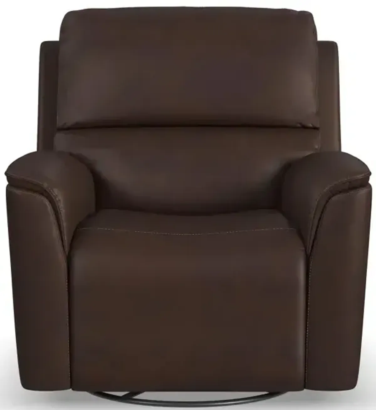 Henry Burnt Umber Leather Power Swivel Gliding Recliner with Power Headrest, Lumbar, Heat & Massage