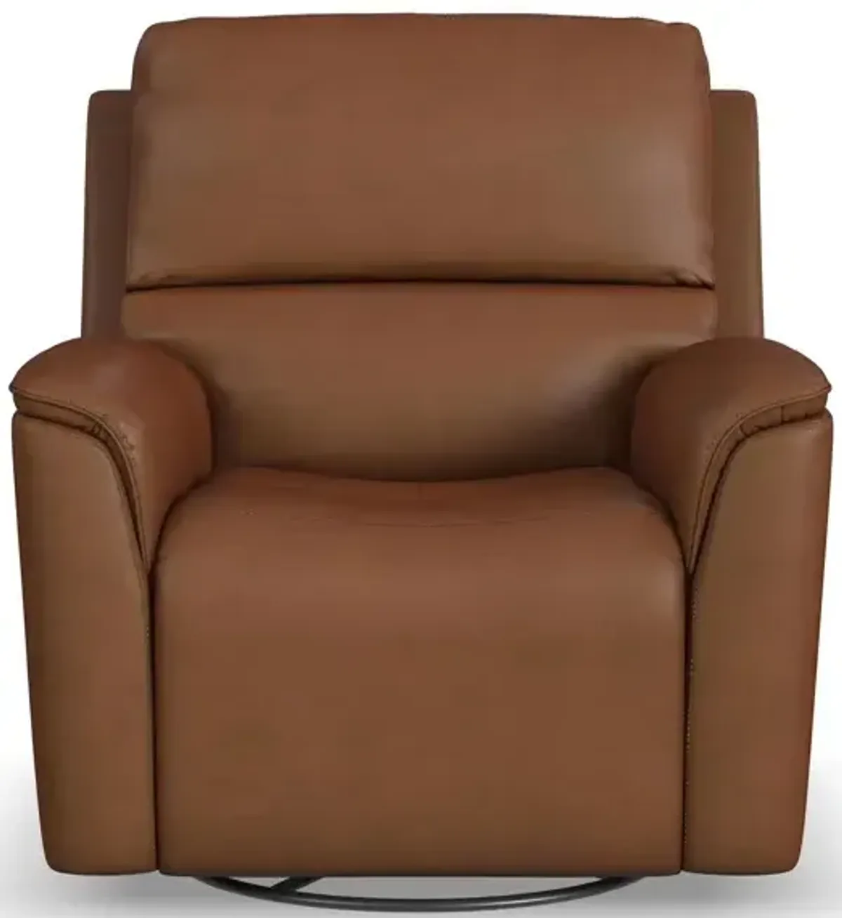 Henry Caramel Leather Power Swivel Gliding Recliner with Power Headrest, Lumbar, Heat & Massage