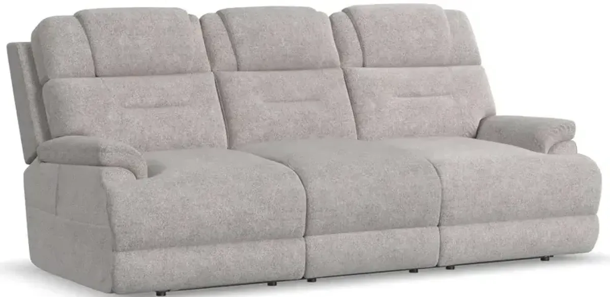 Zofa Dove Fabric Power Sleep Sofa with Power Headrests & Lumbar