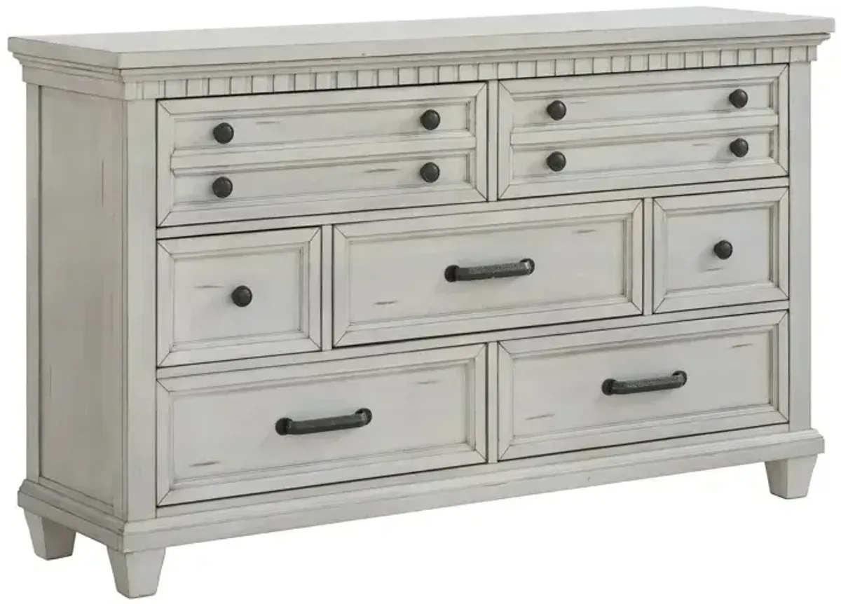 McCoy 7 Drawer Dresser in Antique White