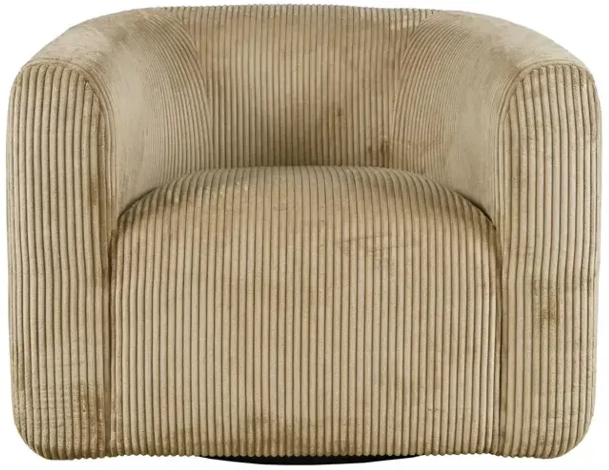 Biggs Corduroy Upholstered Barrel Swivel Chair - Sand