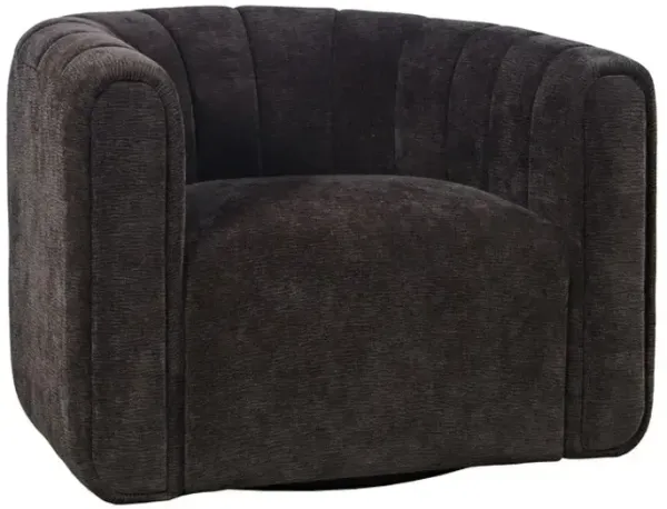 Grande Upholstered Barrel Swivel Chair - Chocolate