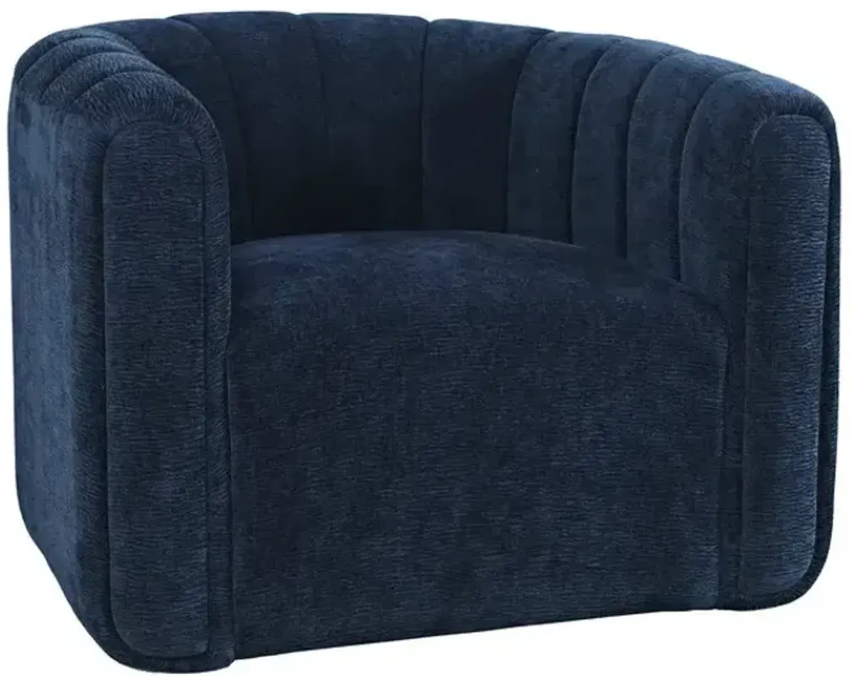 Grande Upholstered Barrel Swivel Chair - Navy