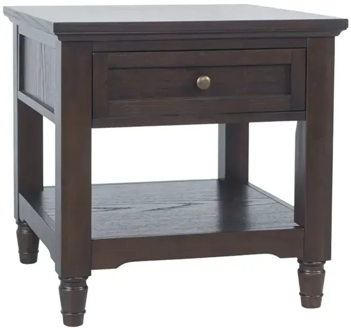 Brentwood Transitional 24" End Table With Drawer And Shelf - Arbor Oak