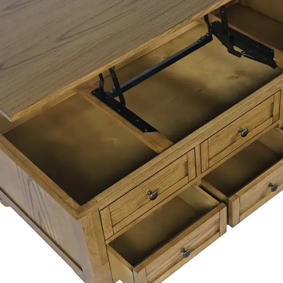Brentwood Transitional Lift Top Storage Coffee Table - Cascade Oak