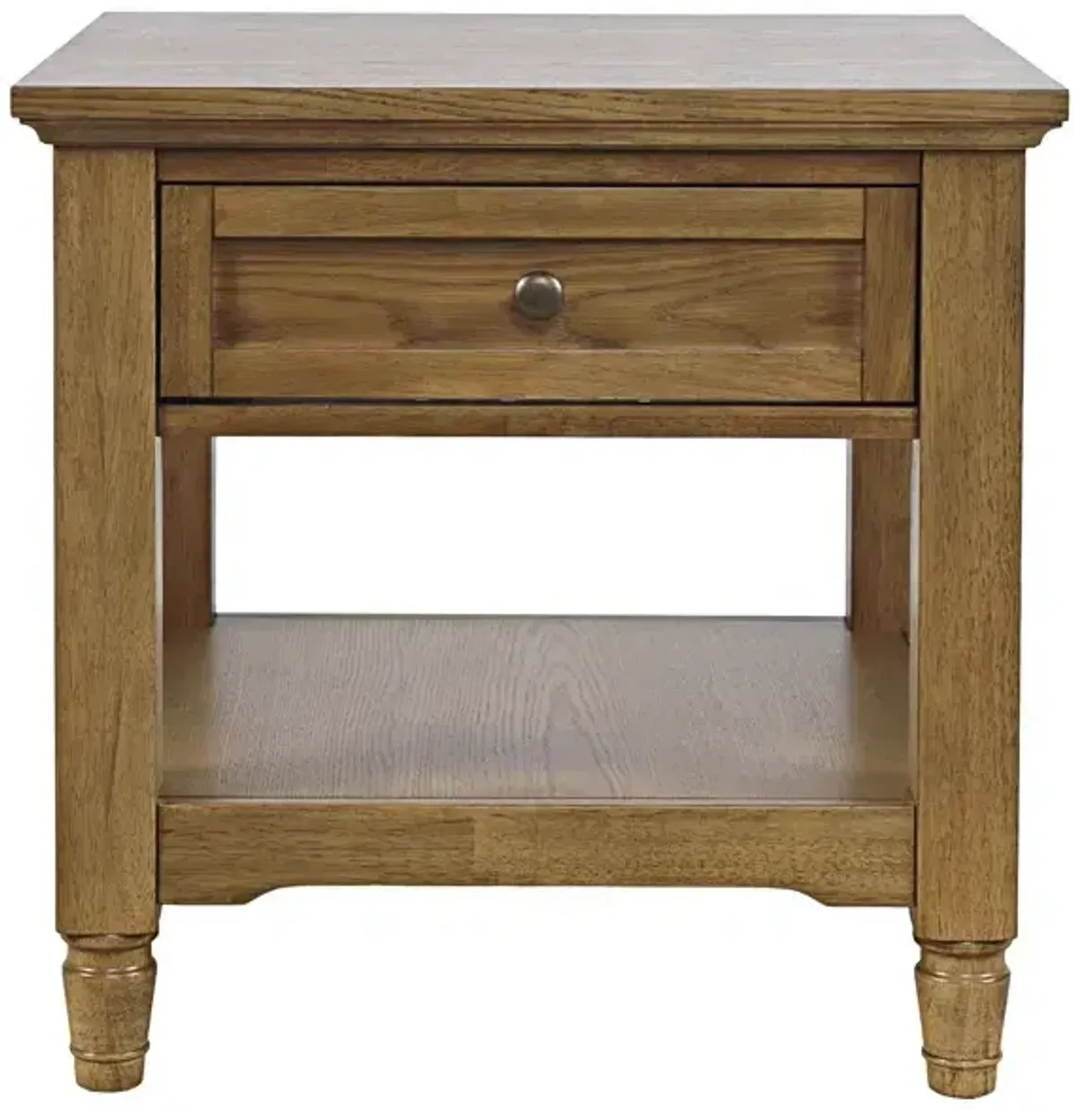 Brentwood Transitional 24" End Table With Drawer And Shelf - Cascade Oak