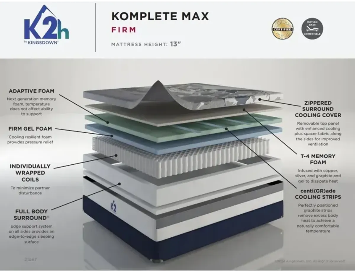 K2H Komplete Max Firm Hybrid Mattress