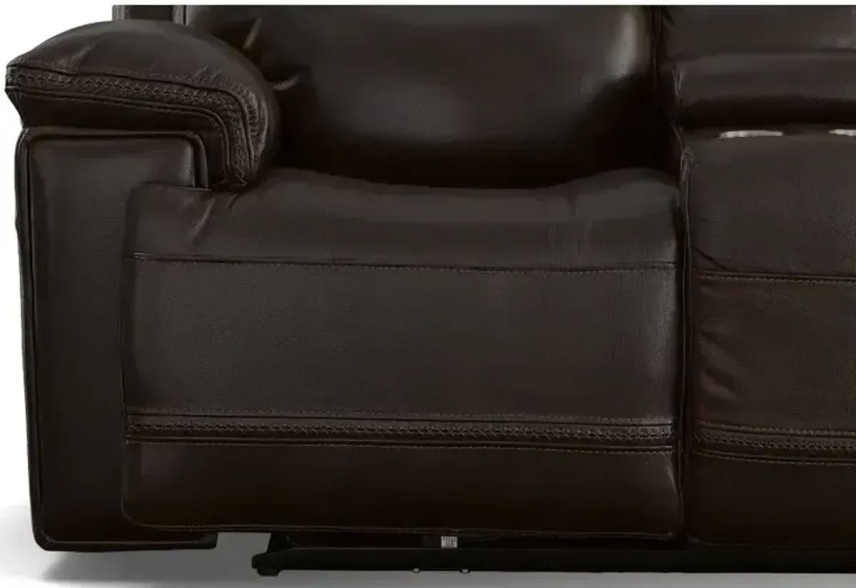 Fenwick Leather Power Loveseat w/Console & Power Headrests