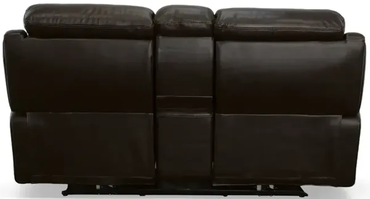 Fenwick Leather Power Loveseat w/Console & Power Headrests