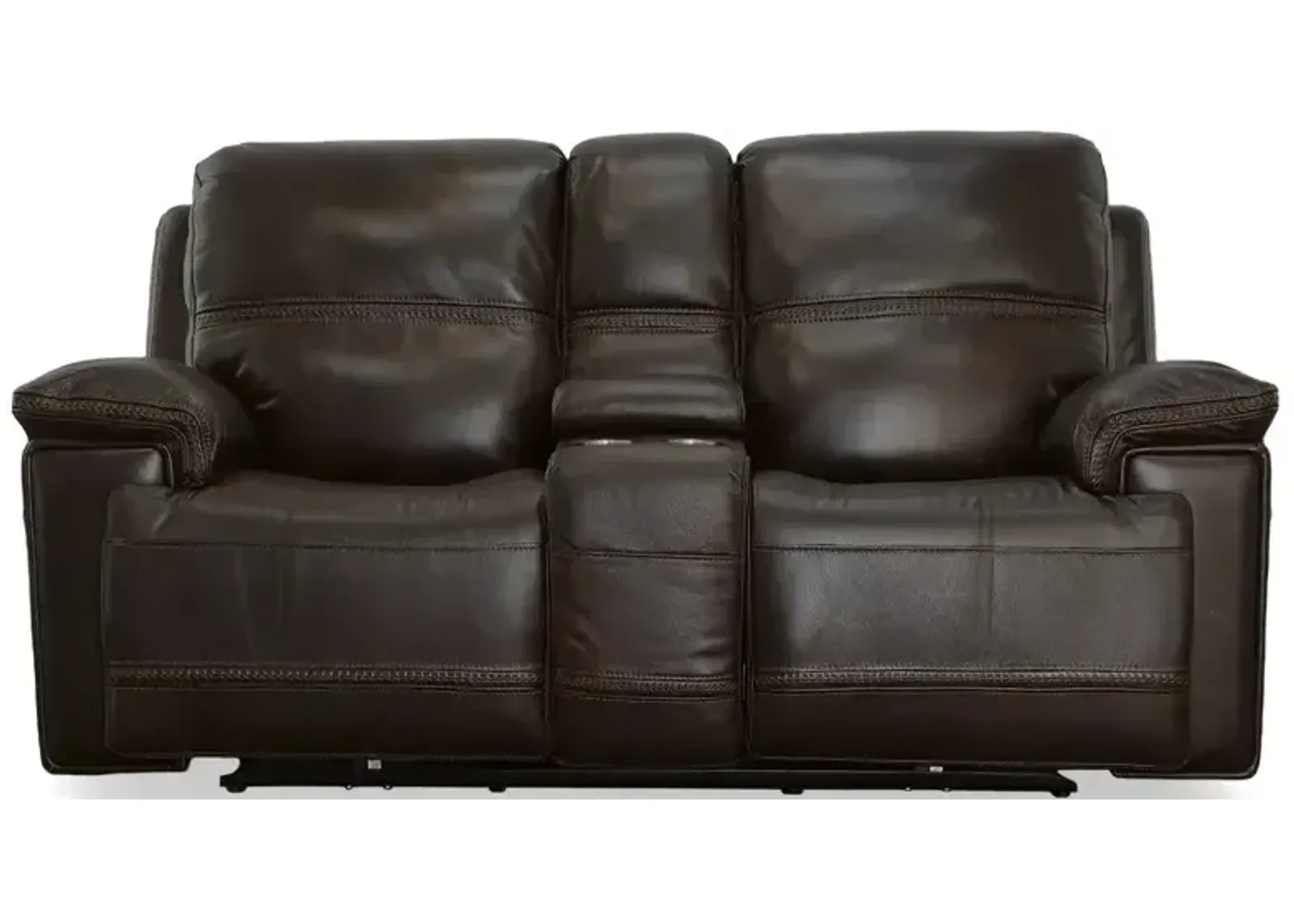 Fenwick Leather Power Loveseat w/Console & Power Headrests