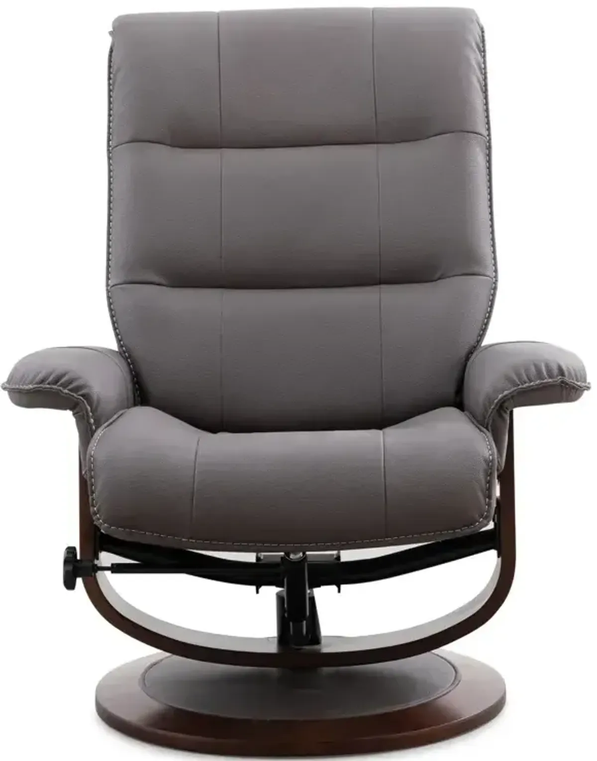 Knight Manual Reclining Swivel Chair and Ottoman - Haze