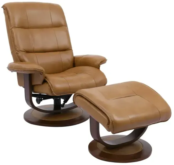 Knight Manual Reclining Swivel Chair and Ottoman - Butterscotch