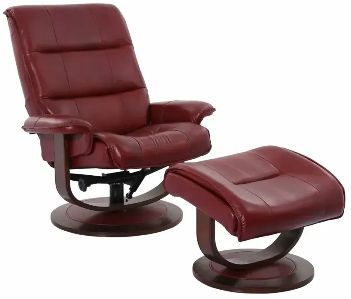 Knight Manual Reclining Swivel Chair and Ottoman - Rouge