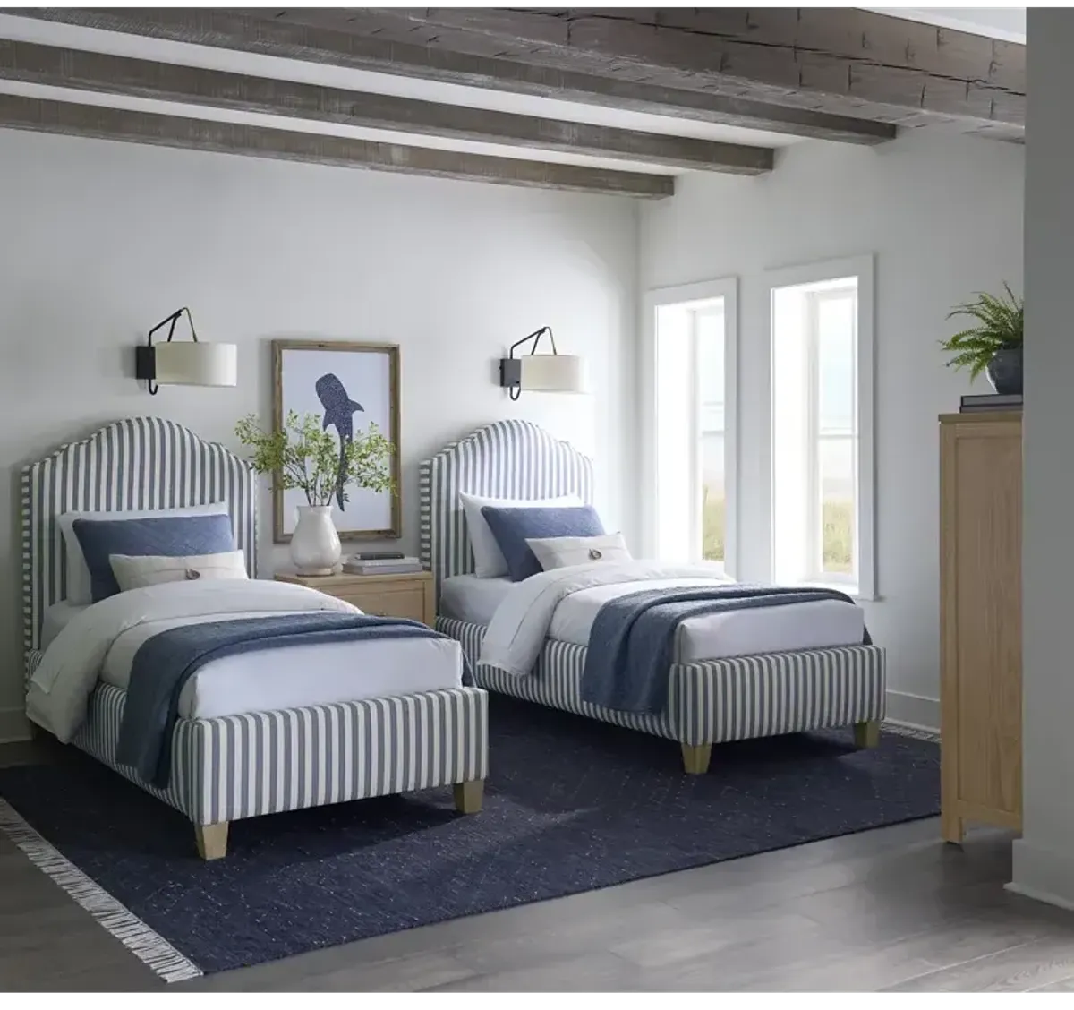 Tide & Timber Upholstered Twin Headboard - Blue Stripe