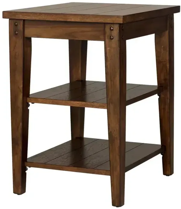 Lake House Small Accent Table - Rustic Brown Oak