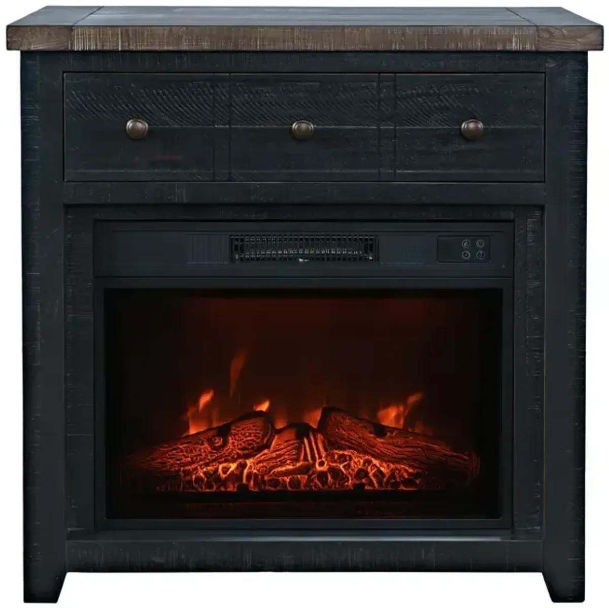 Madison County Solid Wood Rustic 32" Farmhouse Electric Fireplace Console TV Stand