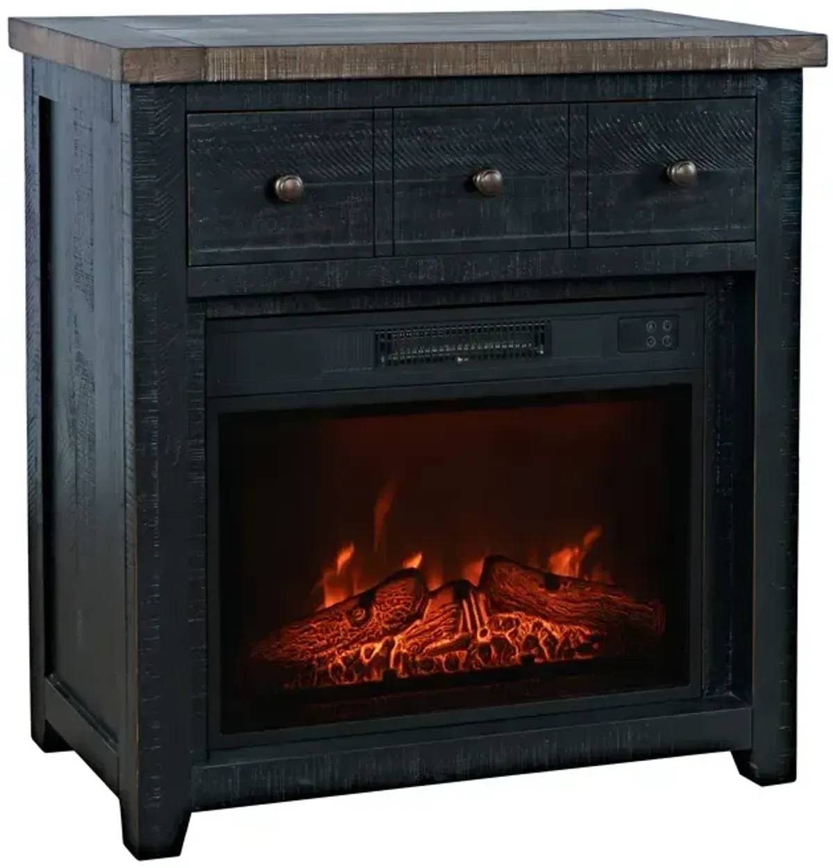 Madison County Solid Wood Rustic 32" Farmhouse Electric Fireplace Console TV Stand