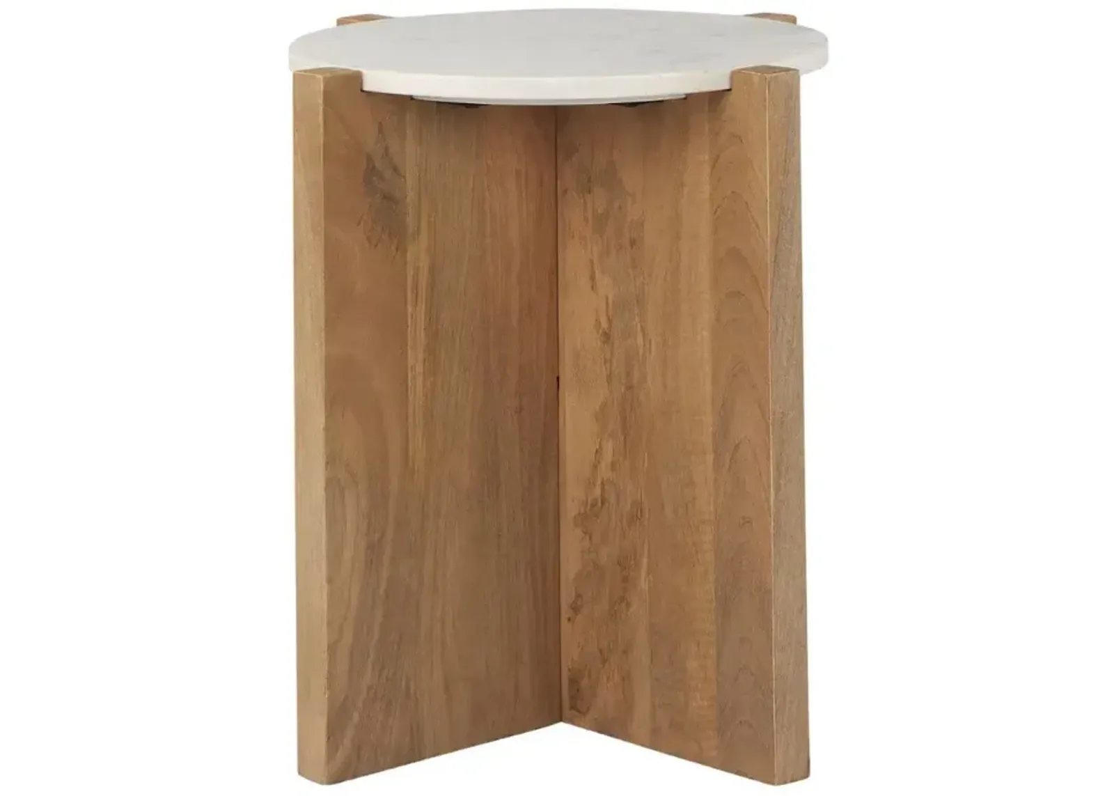 Bianca Dark Brown Wood w/ Marble Round Accent Table